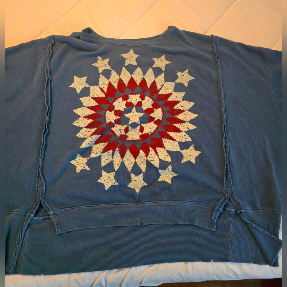 NWOT Free People Graphic Camden Ink Blue Combo - Picture 5 of 12